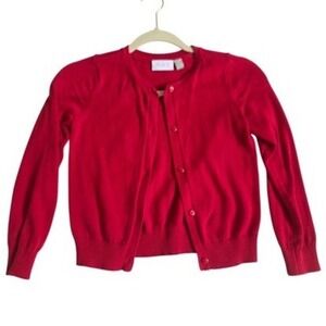 The Children's Place Cardigan 7/8 Red Cotton Button Front School Holiday Sweater